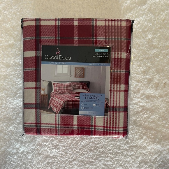 Cuddl Duds Bedding Cuddl Duds Twin Size Heavy Weight Flannel Red